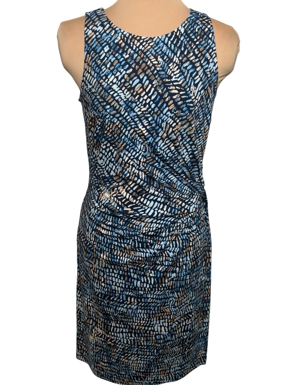 NIC+ZOE Blue Abstract Print Sleeveless Sheath Dress XS